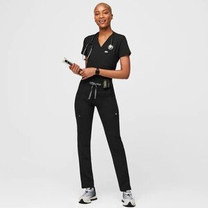 Figs High Waisted Yola Scrub Bottoms Black